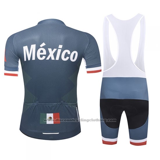 2019 Cycling Jersey Mexico Dark Blue Short Sleeve and Bib Short